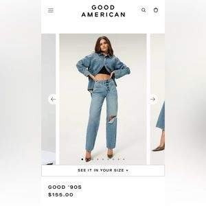 NWT Good American Good 90s Distressed Jeans